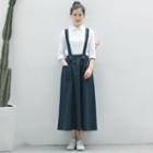 Set: Long-sleeve Blouse + A-line Suspender Skirt