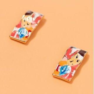 Print Rectangle Alloy Earring