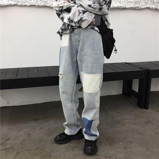 Patch Work Straight Fit Jeans