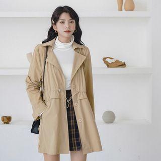 Drawstring Single-breasted Trench Jacket