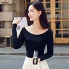 Long-sleeve Cutout-back Knit Top