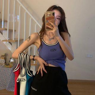 Spaghetti Strap Contrast Detail Top
