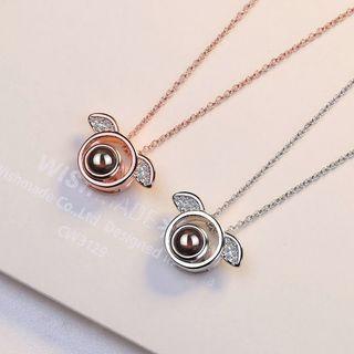 Rhinestone Pig Necklace