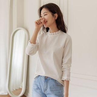Lace-trim Cable-embossed Top