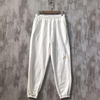 Embroidered Drawstring-waist Sweat Pants