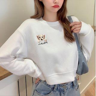 Loose-fit Long-sleeve Dog Printed T-shirt