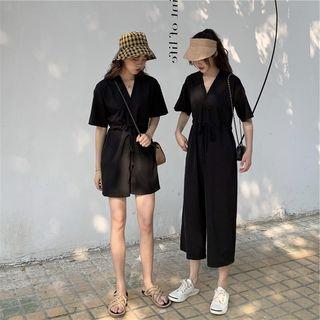 Short-sleeve Plain Dress / Short-sleeve Plain Jumpsuit