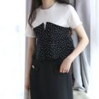 Mock Two-piece Dotted Panel Short-sleeve T-shirt