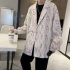 Double Breasted Print Lace Blazer