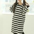 Striped Boxy Knit Dress Black - One Size