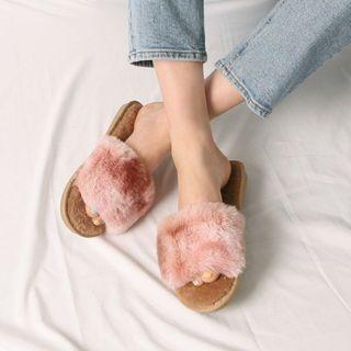 Faux-fur Band Slippers