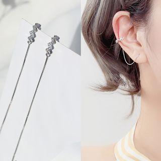 925 Sterling Silver Rhinestone Chained Earring