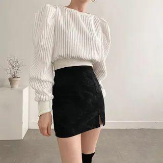 Faux-leather Mini H-line Skirt