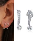 Asymmetrical Rhinestone Sign Stud Earring 1 Pair - 01 - Silver - One Size
