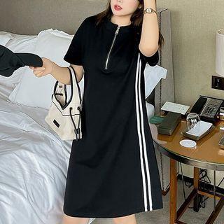 Contrast Trim Midi A-line T-shirt Dress (various Designs)