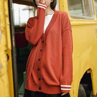 V-neck Cardigan Brick Red - One Size
