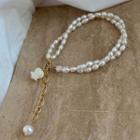 Rose Faux Pearl Layered Bracelet White & Gold - One Size