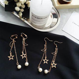 Moon And Star Drop Earrings