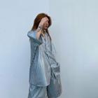 Short-sleeve Button-up Shirt / Straight-cut Shorts / Set