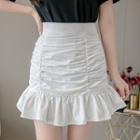 Dotted Frill Trim A-line Mini Skirt