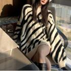 Zebra Pattern Sweater White - One Size