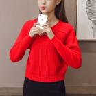 Raglan Plain Cropped Sweater