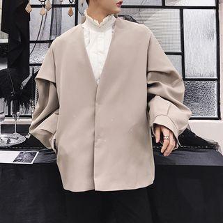 V-neck Snap-button Jacket