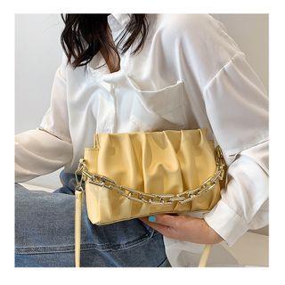 Chain Shirred Plain Crossbody Bag