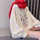 Deer Embroidered Oversized Sweater