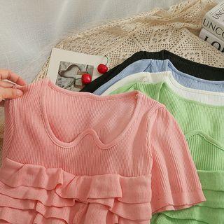 Layered Ruffled Crop T-shirt In 5 Colors