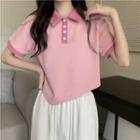 Short-sleeve Asymmetrical Ringer Polo Shirt