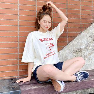 Dog Letter Print Cotton T-shirt