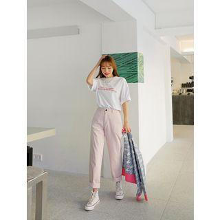 Plus Size Band-waist Cotton Baggy Pants