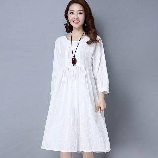 3/4-sleeve Empire Dress