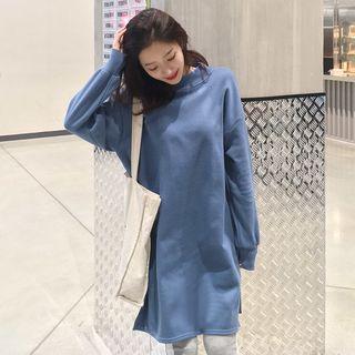 Mock-neck Brushed-fleece Pullover Dress