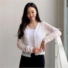 Set: Open-front Lace Cardigan + Camisole Top