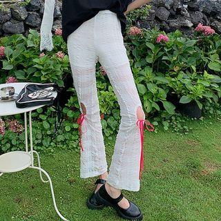Cutout Tie-strap Bell-bottom Pants