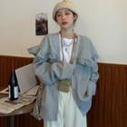 Long-sleeve Lace Trim Button Jacket
