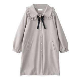 Puff-sleeve Ruffled Coat