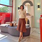 Knit A-line Box-pleat Skirt