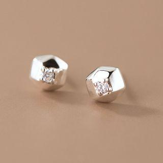 Geometric Rhinestone Sterling Silver Earring 1 Pair - Silver - One Size