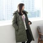 Hooded Knit-trim Padded Coat