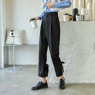 Bow Accent Cropped Straight-fit Pants