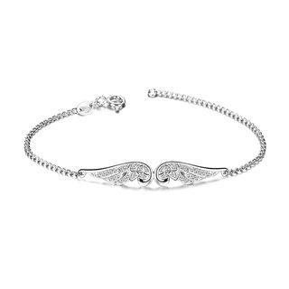Simple Angel Wings Necklace With White Cubic Zircon