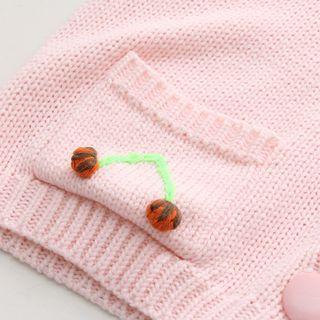 Cherry Accent Buttoned Knit Jacket Pink - One Size
