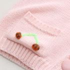 Cherry Accent Buttoned Knit Jacket Pink - One Size