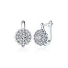 Romantic Flower Earrings With Cubic Zircon Silver - One Size