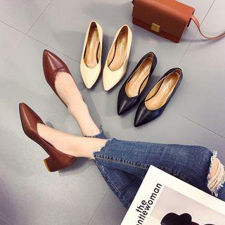 Pointy-toe Block Heel Pumps