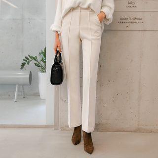 Seam-trim Straight Winter Dress Pants