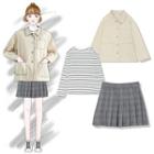 Button Jacket / Long-sleeve T-shirt / Pleated Skirt